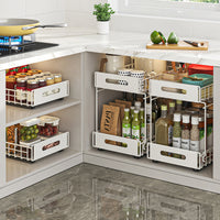 Under-Sink Pull-Out Organizer for Kitchen Cabinets - Spice, Dish, and Bowl Storage Rack
