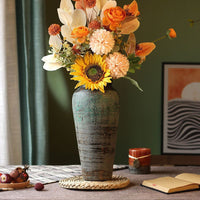 Chinese Style Coarse Pottery Ceramic Vase for Dried Flowers Hydroponics Succulents Living Room Decor