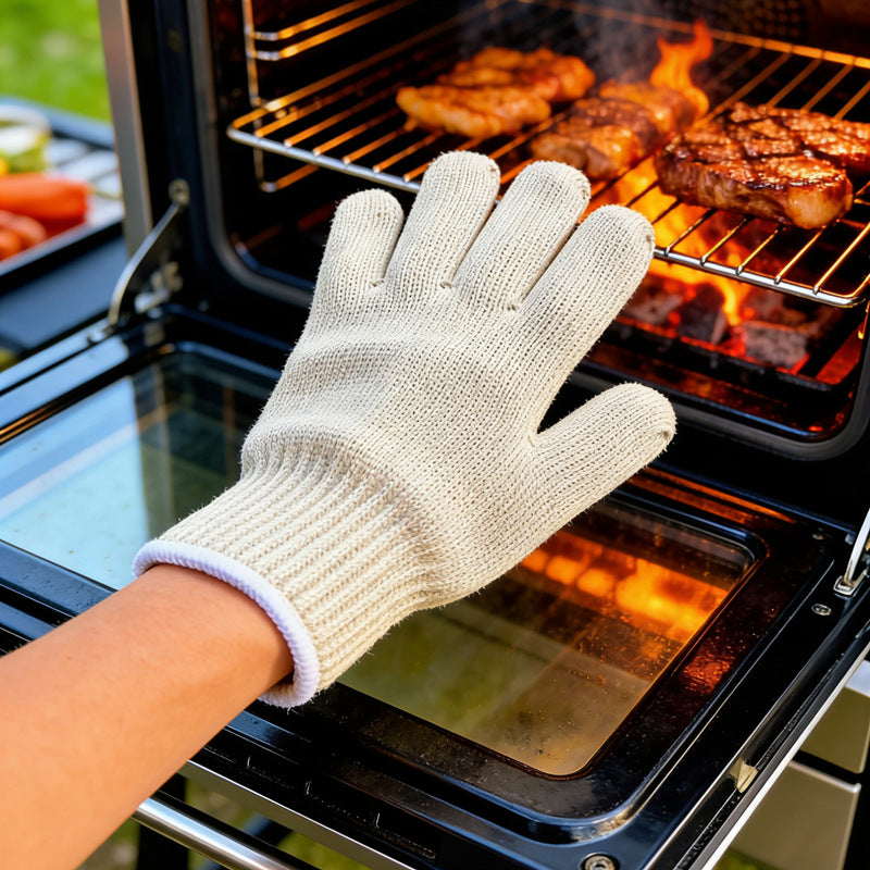 Aramid Heat Resistant Oven Mitts for Baking and Grilling, 500°C High Temperature Protection