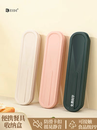 Portable Cutlery Storage Box with Wooden Chopsticks and 316 Stainless Steel Spoon Set