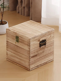Vintage Solid Wood Storage Chest with Lid, Moisture-Proof Paulownia Wood Trunk for Home Storage