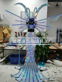 Iridescent Mermaid Sequin Party Costume Set for Stage Performance