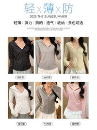 Women's Hooded UV Protection Sun Protection Jacket Slim Fit Ice Silk Cardigan