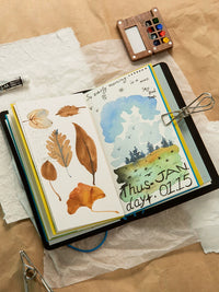 Inth A6 Multifunctional Leather Journal Set with Replaceable 300gsm Cotton Paper for Sketching, Watercolor, and Markers