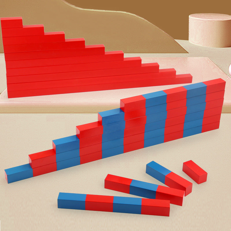 Montessori Red and Blue Number Rods Math Educational Toy for Preschoolers
