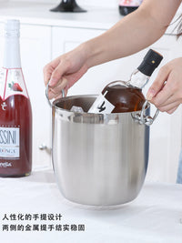 European Style 304 Stainless Steel Double-Layer Ice Bucket for Wine, Beer, and Spirits