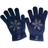 Kids' Ice Skating Gloves with Rhinestones - Warm, Non-Slip, Protective Knit Mittens for Boys and Girls