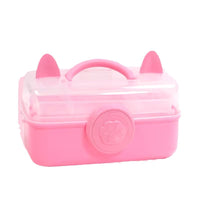 Cartoon 3-Layer Storage Box Art Supply Organizer for Students