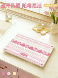 Kitchen Sink Caddy with Diatomaceous Earth Absorbent Mat for Utensils and Dish Drying