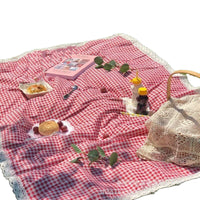 Yellow Plaid Picnic Mat Outdoor Camping Ground Mat Moisture-proof Thickened Fabric Pad