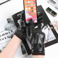 Men's PU Leather Thermal Touchscreen Gloves for Winter Driving & Cycling