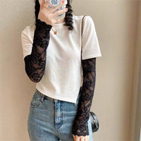 Women's UV Protection Ice Silk Lace Arm Sleeves for Summer
