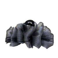Cloud Bubble Mesh Hair Clip with Feather Decoration, Sweet Korean Style Winter Hair Accessories