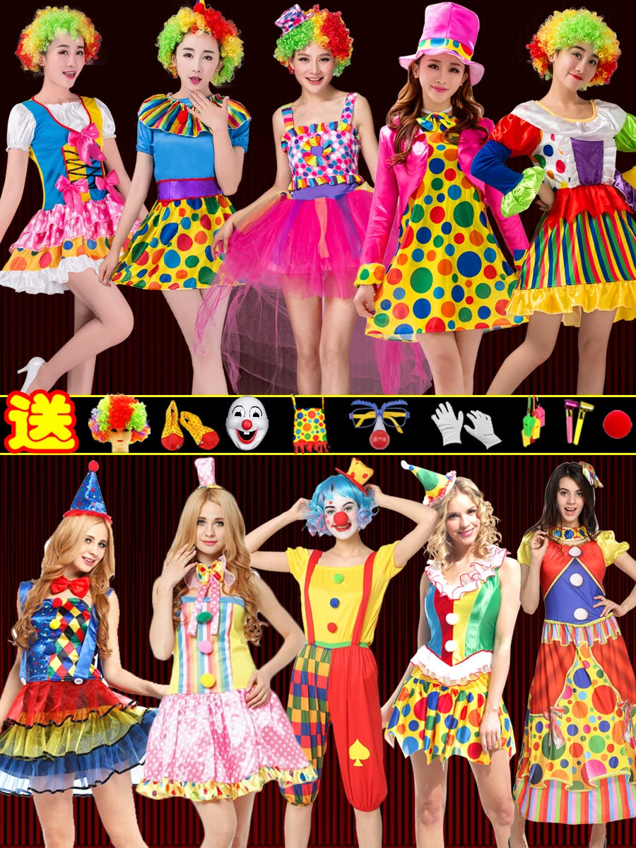 Adult Clown Costume Set for Halloween & Masquerade Parties