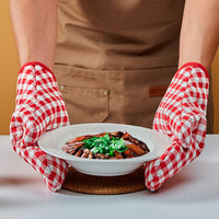 Heat Resistant Oven Mitts for Baking Grilling - Thickened Cotton Kitchen Gloves