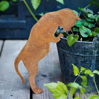 Distressed Metal Cat Silhouette Garden Stake Decor