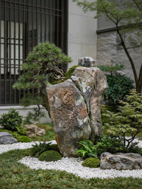 Water Mill Outdoor Garden Faux Rock Planter Ornament for Villa Landscape Decoration