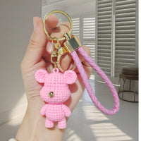 Creative Fashion Soft Rubber Yarn Bear Keychain for Bags and Car Keys