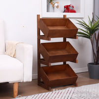 Solid Wood 2/3/4-Tier Storage Shelf for Living Room Bedroom