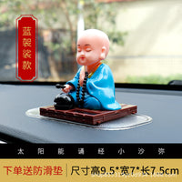 Solar-Powered Little Monk Car Dashboard Ornament Nodding Shaolin Figurine Auto Interior Decor