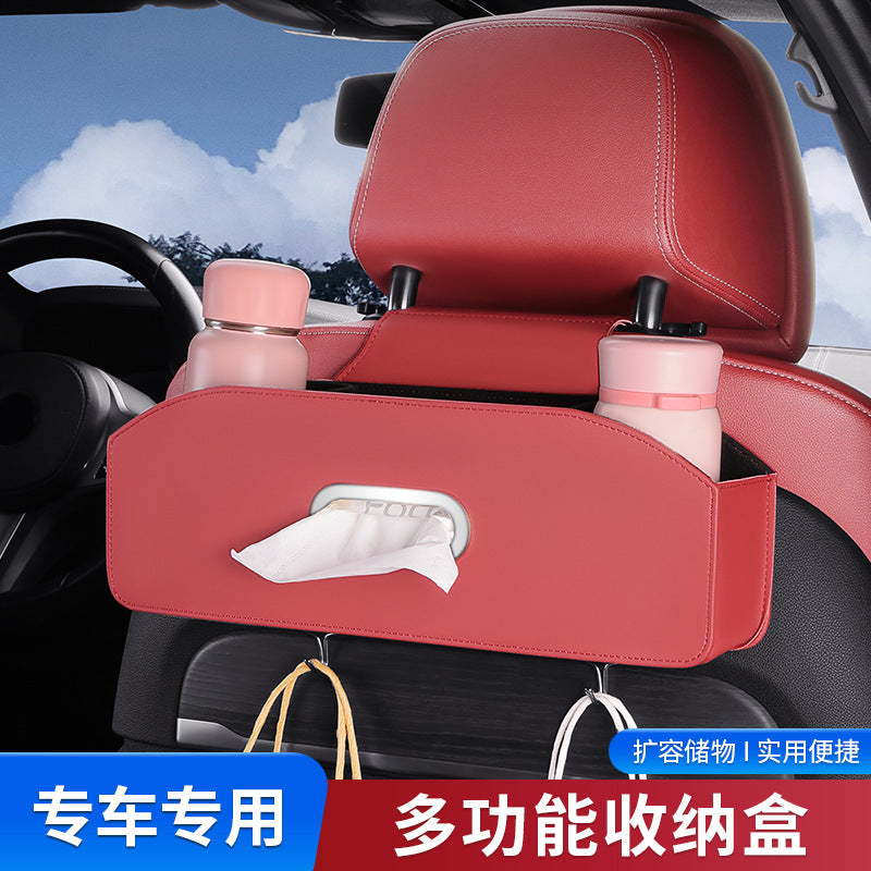 Car Seat Back Organizer with Tissue Box and Cup Holder, Multi-functional Storage Bag for Rear Seat