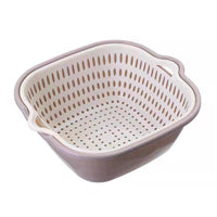 Double-Layer Plastic Drain Basket for Washing Vegetables and Fruits