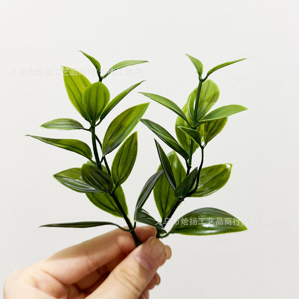 Artificial 5-Layer Willow Leaf Plant for Micro Landscape & Pot Decoration