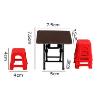 Miniature Dollhouse Foldable Dining Table and Chairs Set for Kids' Pretend Play
