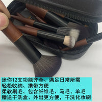 12-Piece Mini Travel Makeup Brush Set with Portable Case, Pony Hair Eyeshadow Blending Brushes