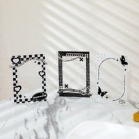 Korean Style Plaid 3-Inch Desktop Photo Frame, Simple Acrylic Transparent Display Stand for Idol Photocards