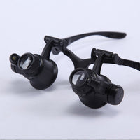Head-Mounted Magnifier with LED Light, 10X-25X High Magnification for Jewelry Repair and Appraisal
