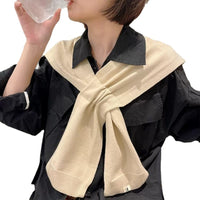 Korean Style Solid Color Knitted Shawl for Women, Autumn/Winter Fashion Scarf
