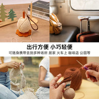 Portable Wooden Yarn Holder with Leather Wrist Strap for Knitting and Crocheting