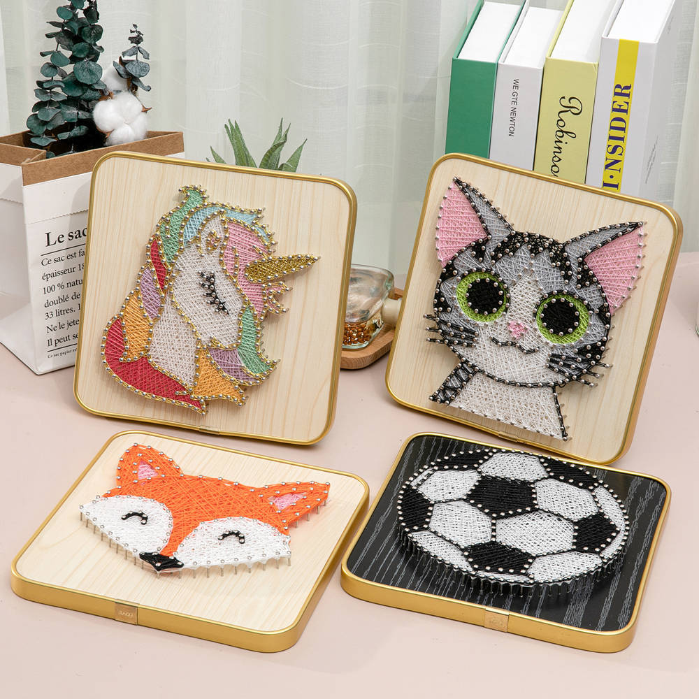 DIY String Art Kit Cartoon Animal Wooden Board Craft Set