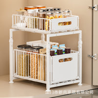 Under-Sink Pull-Out Organizer for Kitchen and Bathroom Cabinets, Double-Layer Sliding Storage Drawer