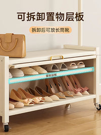 Mobile Garment Rack with Storage Cabinet and Hooks, Heavy-Duty Clothes Organizer for Bedroom Living Room Balcony