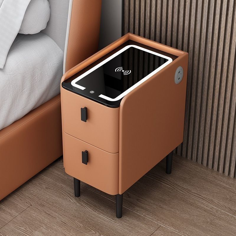 Smart Multifunctional Narrow Bedside Table, Nordic Modern Solid Wood Small Home Storage Nightstand