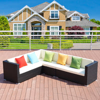 Outdoor Rattan Sectional Sofa Set with Coffee Table for Patio Balcony Hotel Office