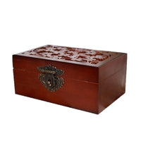 Vintage Hollow Carved Wooden Sewing Box Kit with Tools and Accessories for Cross Stitch and Home Use