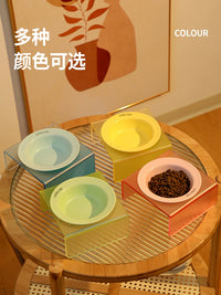 Ceramic Pet Bowl with Acrylic Stand for Cats and Small Dogs, Elevated Food and Water Dish