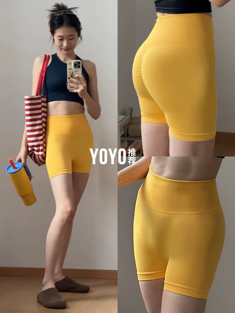 Women's High-Waist Yoga Shorts with Butt Lift Effect - Compression Fitness Shorts for Summer Workouts