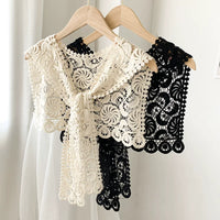 Summer Thin Lace Knit Hollow Shawl with Fake Collar for Dresses Sun Protection