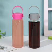 Portable Borosilicate Glass Water Bottle with Silicone Sleeve for Outdoor Sports and Travel