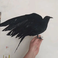 Realistic Feathered Crow Halloween Cosplay Prop Garden Ornament