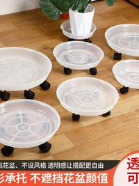 Transparent Plant Caddy with Wheels, Rolling Pot Tray for Moving Potted Plants and Catching Water