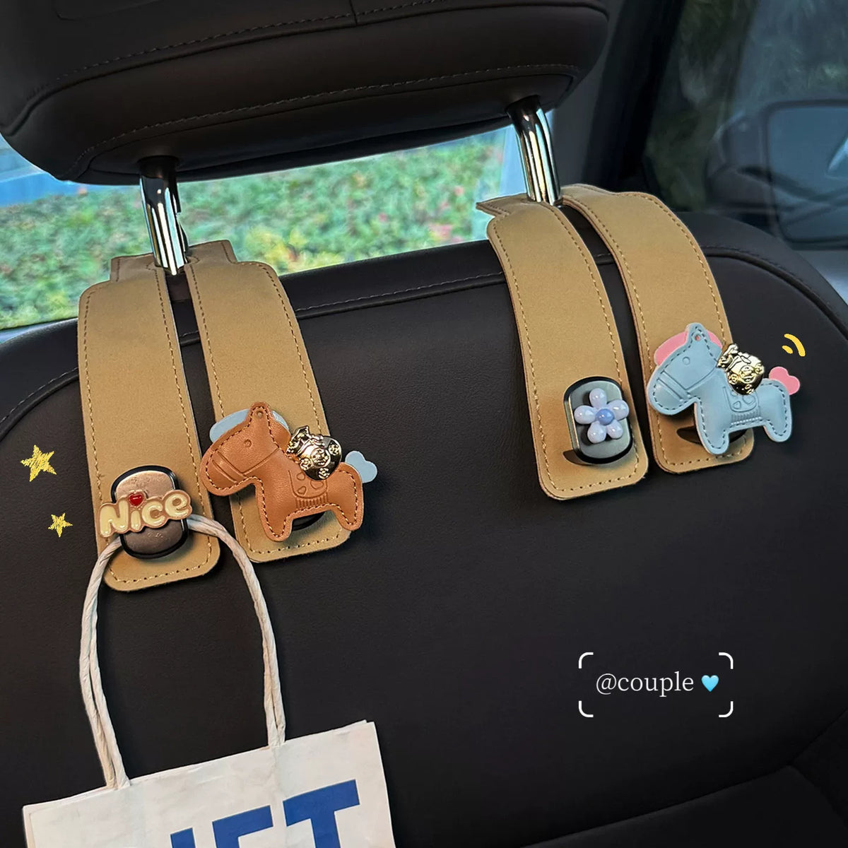 Car Seat Back Hooks for Bags and Purses, Vehicle Headrest Organizer Hanger, 2 Pairs