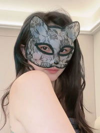 Lace Cat Eye Half Face Mask for Halloween Cosplay & Photography Props