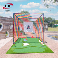 Golf Practice Net Hitting Cage with Mat for Indoor Outdoor Swing Training