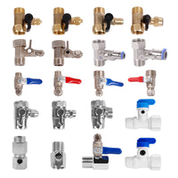 Water Purifier Inlet Tee Valve Connector, Brass/Alloy Integrated 1/4" 3/8" Quick Connect Shut-off Valve