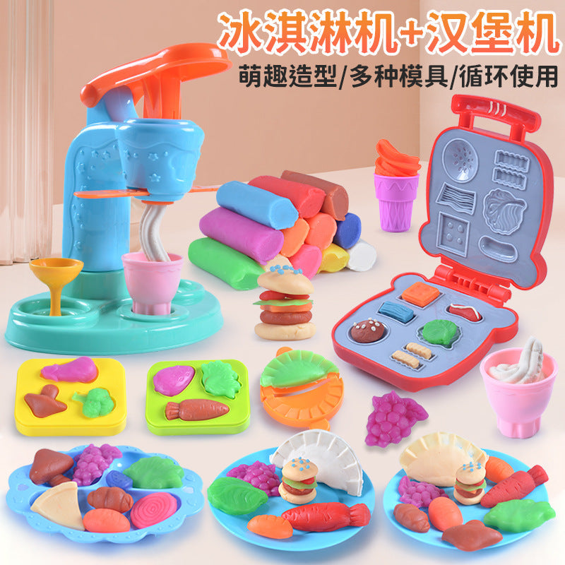 Play Dough Clay Molds and Tools Set for Kids - Ice Cream, Noodle, Fruit & Vegetable Maker